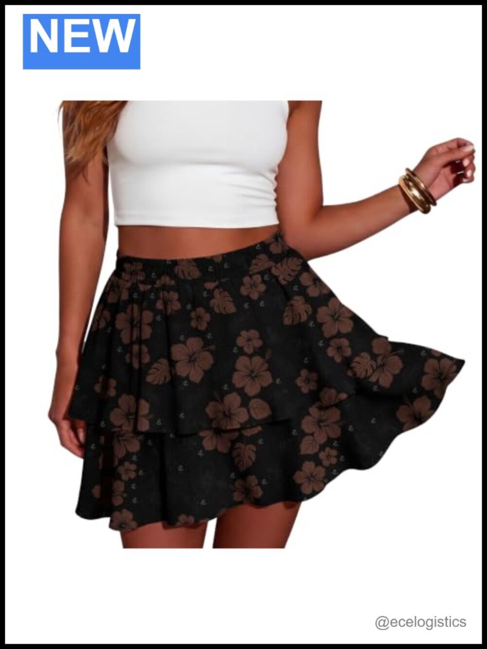 Women's Flowy Ruffle Tiered Skort with Shorts & Pockets